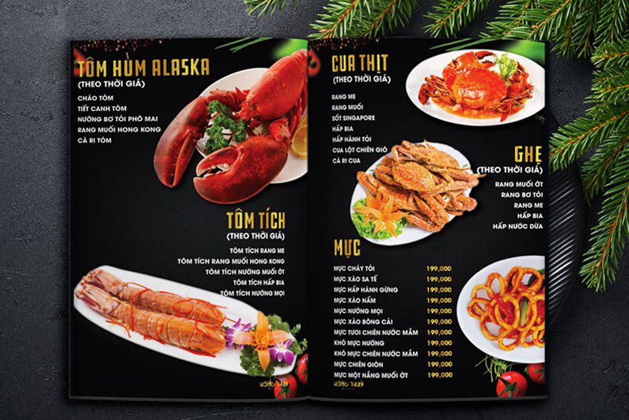 Menu bảng cầm tay gập đôi mẫu 1