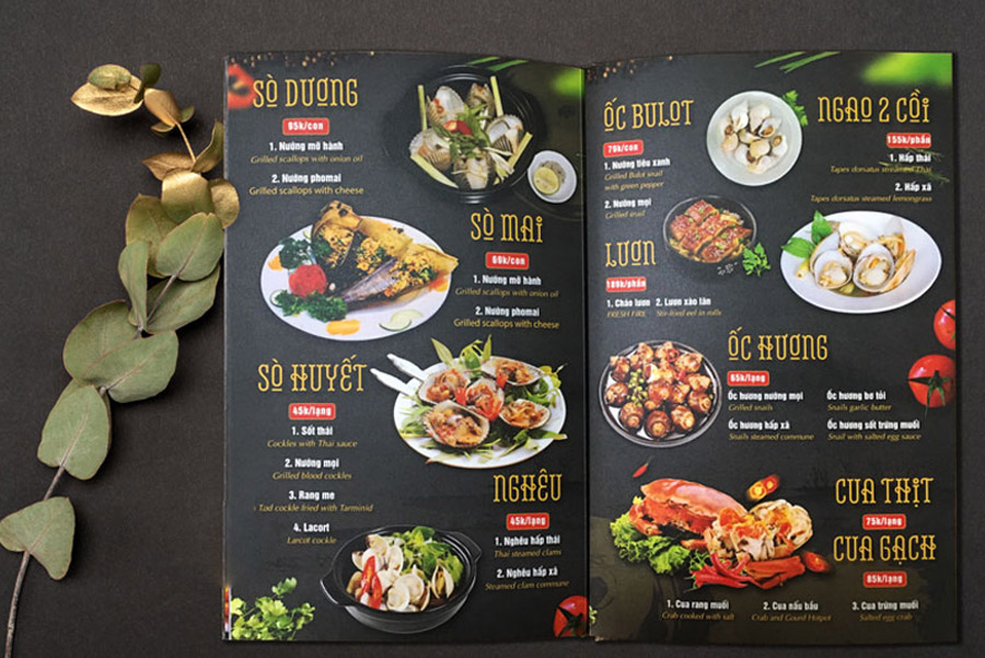 Menu bảng cầm tay gập đôi mẫu 2