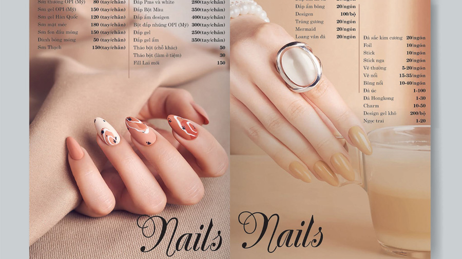 thiết kế menu tiệm nail