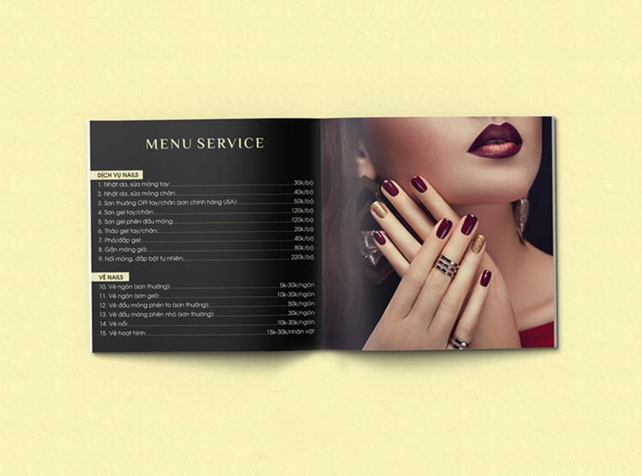 mẫu menu tiệm nail số 7