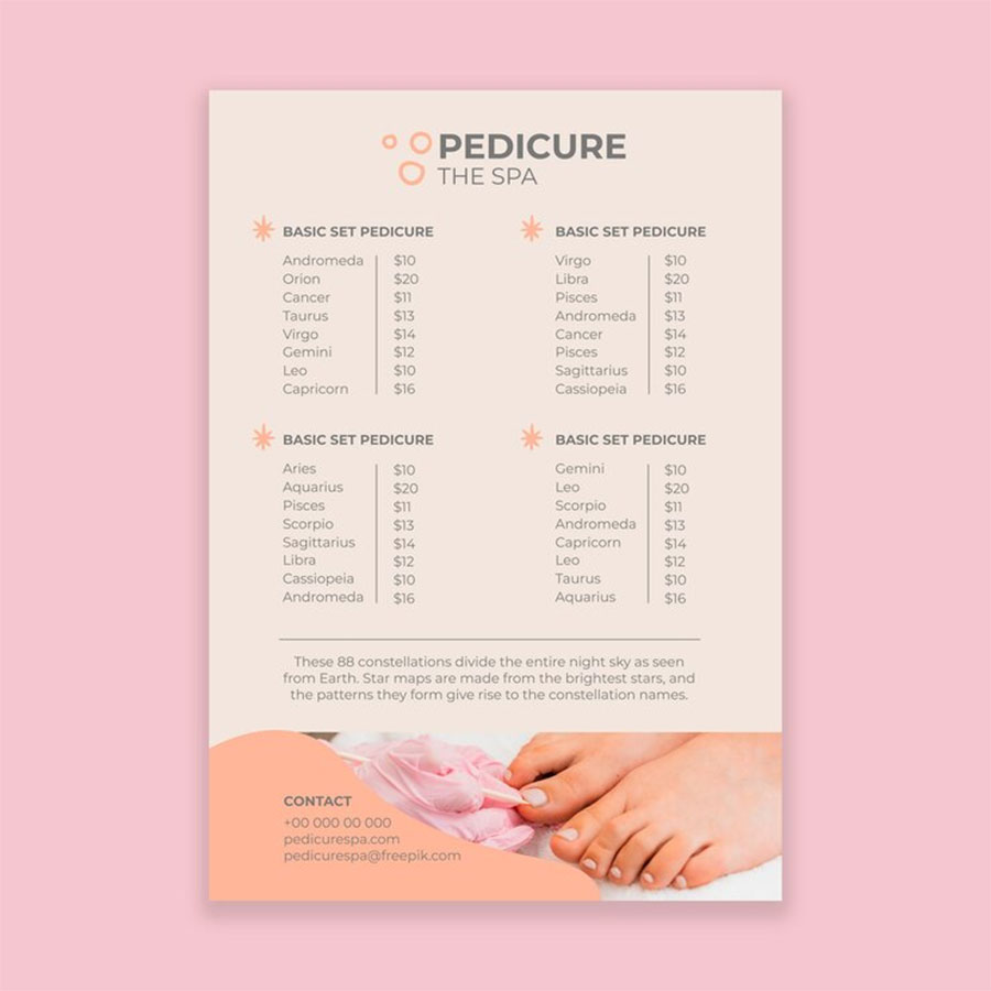 mẫu menu tiệm nail số 4