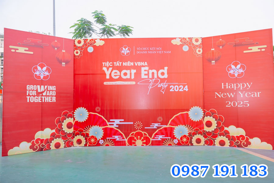 Mẫu backdrop tất niên rực rỡ và đẹp mắt mẫu 10