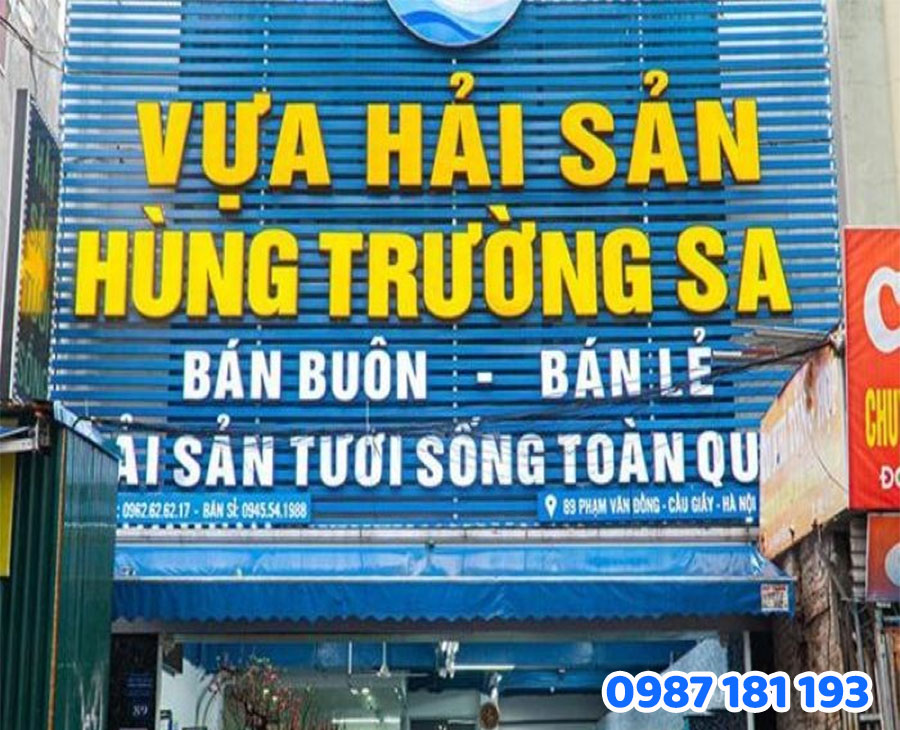 bảng hiệu quảng cáo hải sản mặt dựng alu