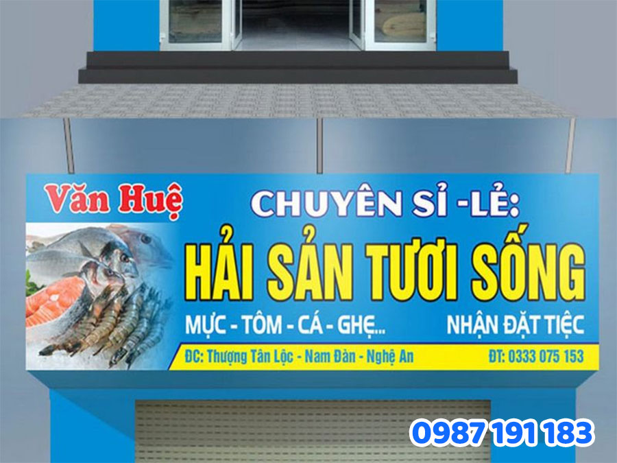 Bảng hiệu hải sản tươi sống mẫu số 1