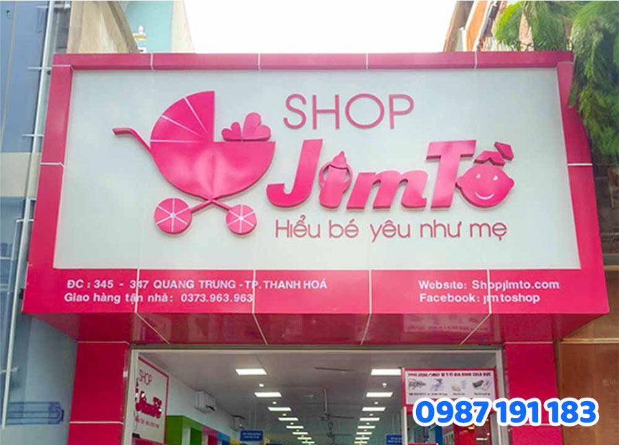 Mẫu biển hiệu shop mẹ và bé mẫu 1