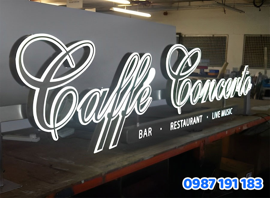 mẫu bảng hiệu quán cafe do Sắc Kim thiết kế thi công 2025 số 4