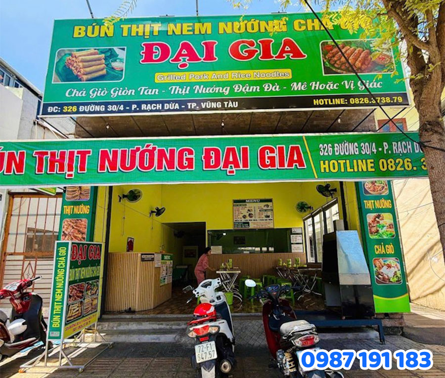 bảng hiệu bún thịt nướng đẹp 2025 mẫu 05