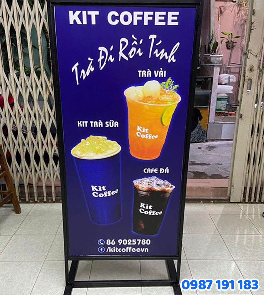 Biển khung sắt mica đứng