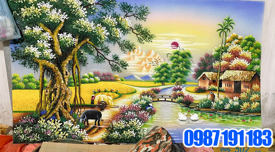 Mẫu tranh đính đá phong thủy