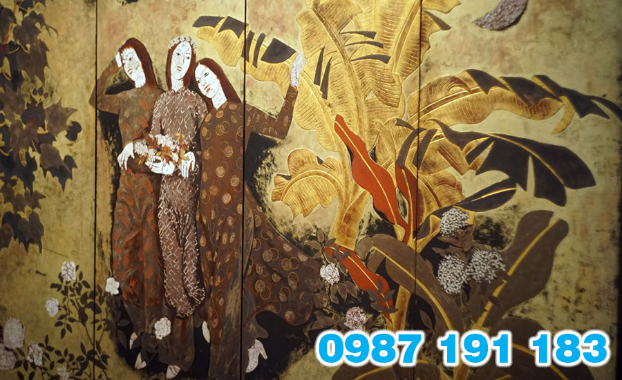 Những chi tiết trên tranh sơn mài sẽ được phác thảo chi tiết, sắc sảo