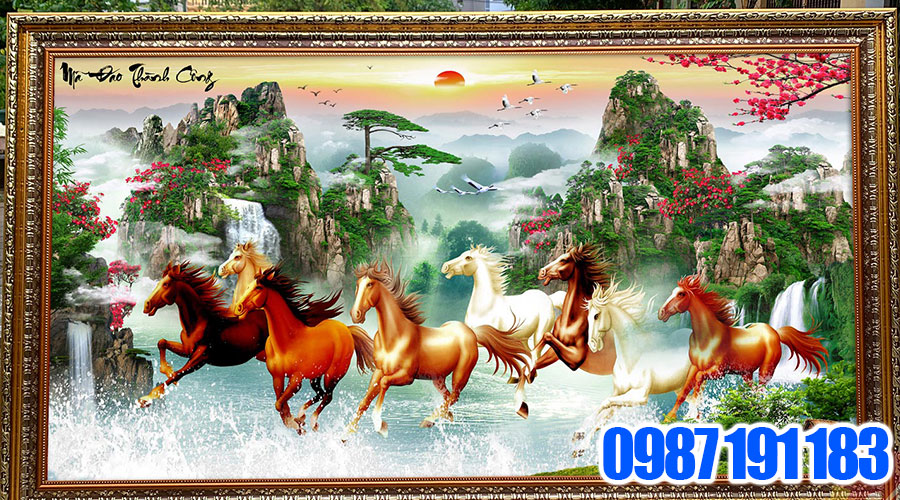 Tranh chủ đề mã đáo thành công đính đá