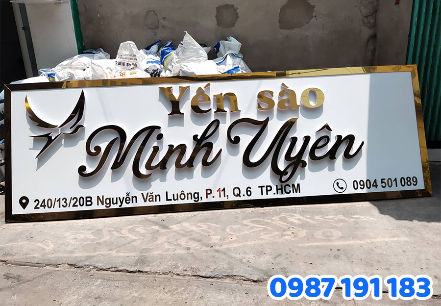 Thi công bảng hiệu chữ Alu yến sào cao cấp cho khách hàng Minh Uyên tại Quận 6
