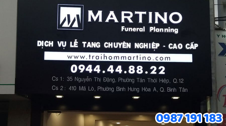Bảng hiệu dịch vụ mai táng là gì? Đặc điểm, Chất liệu và Địa chỉ thi công uy tín tại HCM