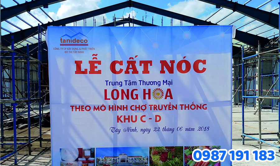 công trình bảng hiệu khung sắt căng bạt số 1