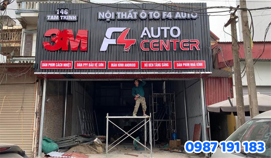 Quy trình thiết kế – thi công bảng hiệu salon ô tô tại Sắc Kim