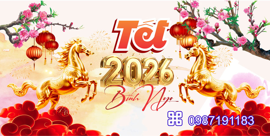 Mẫu backdrop Tết Bính Ngọ 2026 - MÃ 02