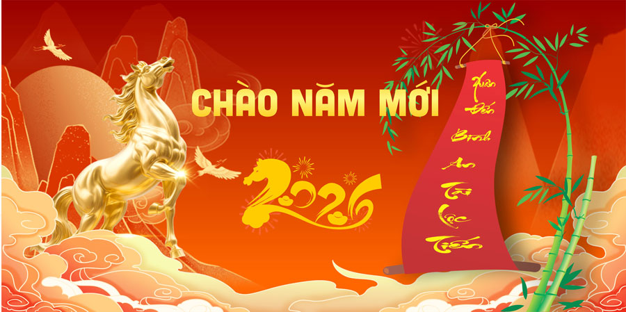 Mẫu backdrop Tết Bính Ngọ 2026 - MÃ 10