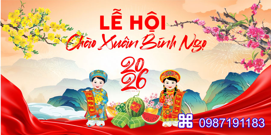 Mẫu backdrop Tết Bính Ngọ 2026 - MÃ 11