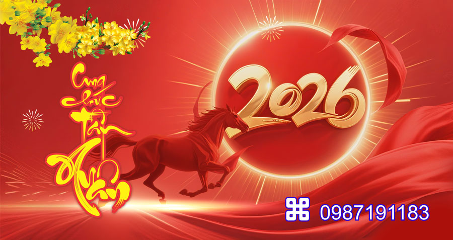 Mẫu backdrop Tết Bính Ngọ 2026 - MÃ 12
