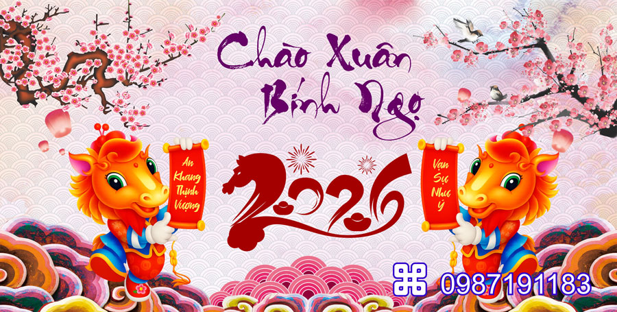 Mẫu backdrop Tết Bính Ngọ 2026 - MÃ 17