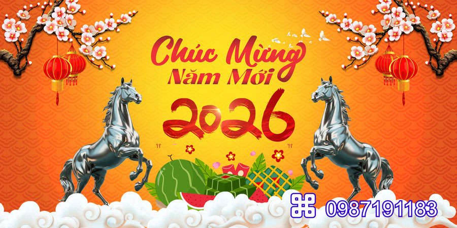 Mẫu backdrop Tết Bính Ngọ 2026 - MÃ 23