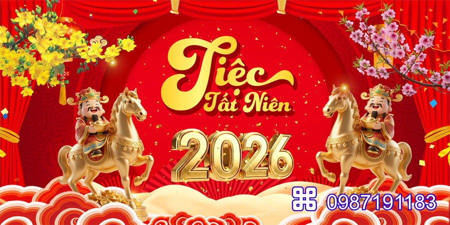 Mẫu backdrop Tết Bính Ngọ 2026 - MÃ 24