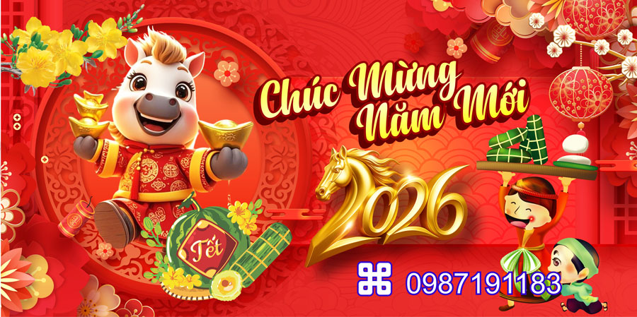 Mẫu backdrop Tết Bính Ngọ 2026 - MÃ 26
