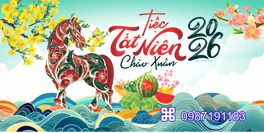 Mẫu backdrop Tết Bính Ngọ 2026 - MÃ 27
