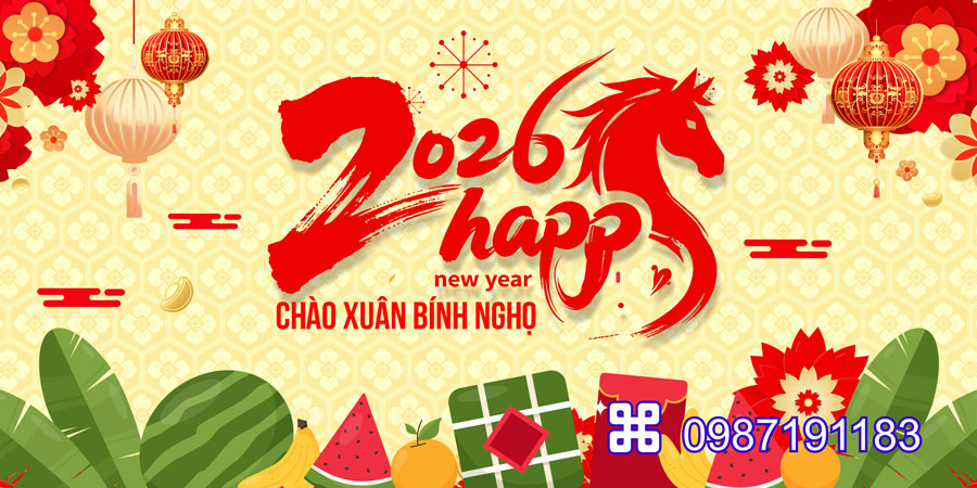 Mẫu backdrop Tết Bính Ngọ 2026 - MÃ 28