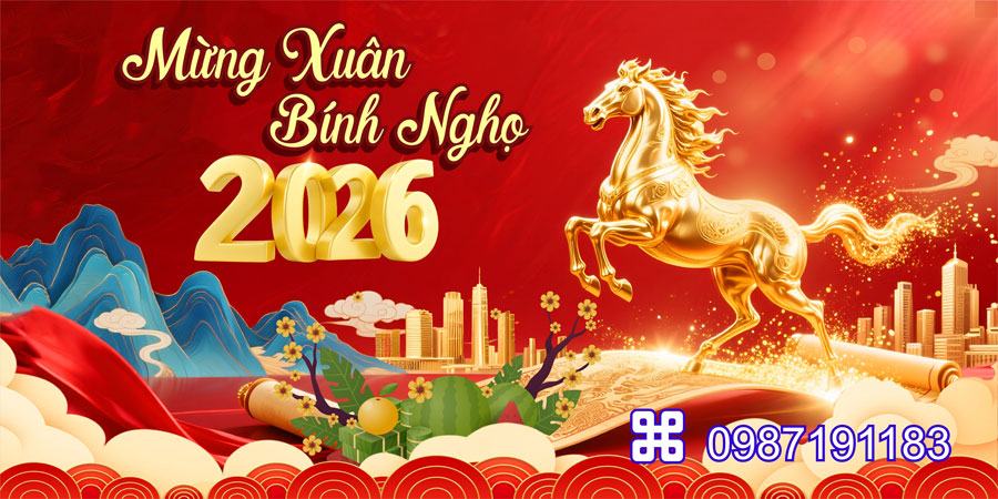 Mẫu backdrop Tết Bính Ngọ 2026 - MÃ 30
