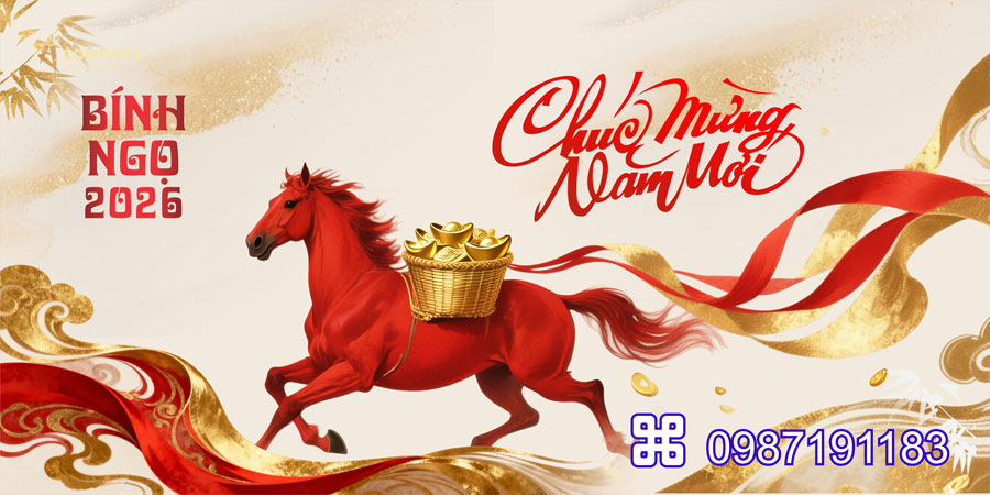 Mẫu backdrop Tết Bính Ngọ 2026 - MÃ 31