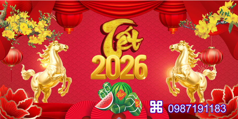 Mẫu backdrop Tết Bính Ngọ 2026 - MÃ 35