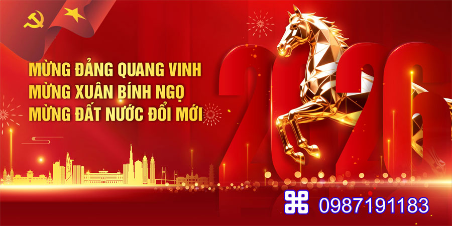 Mẫu backdrop Tết Bính Ngọ 2026 - MÃ 38