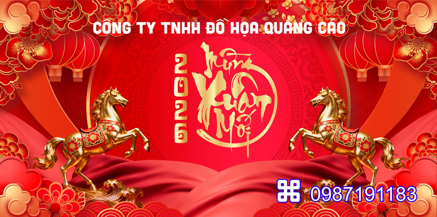 Mẫu backdrop Tết Bính Ngọ 2026 - MÃ 42