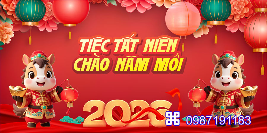 Mẫu backdrop Tết Bính Ngọ 2026 - MÃ 43