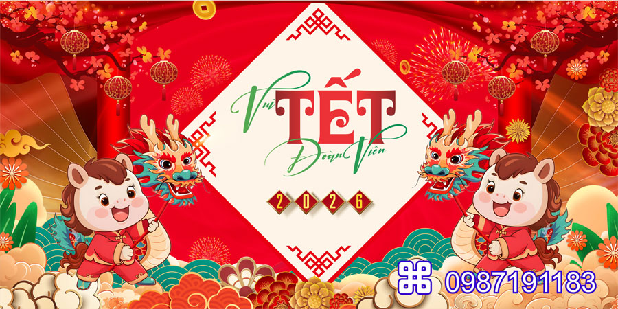 Mẫu backdrop Tết Bính Ngọ 2026 - MÃ 46
