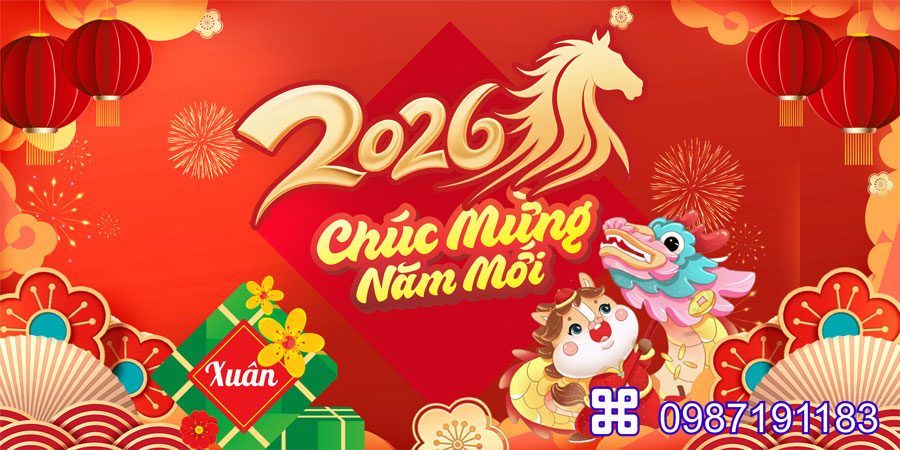 Mẫu backdrop Tết Bính Ngọ 2026 - MÃ 50
