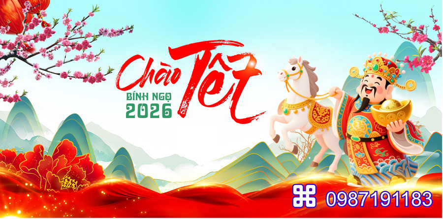 Mẫu backdrop Tết Bính Ngọ 2026 - MÃ 52