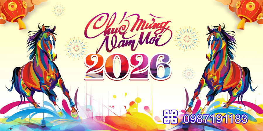 Mẫu backdrop Tết Bính Ngọ 2026 - MÃ 53