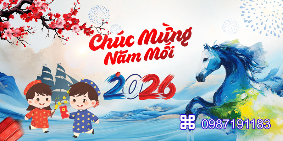 Mẫu backdrop Tết Bính Ngọ 2026 - MÃ 54