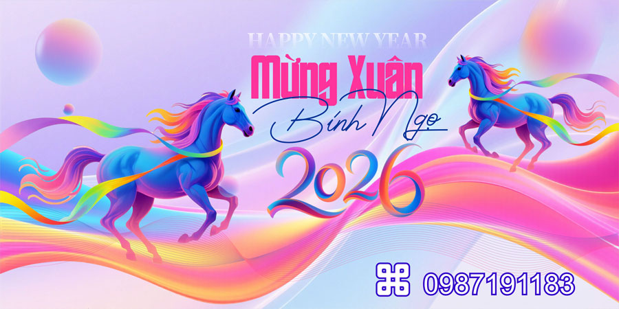 Mẫu backdrop Tết Bính Ngọ 2026 - MÃ 56