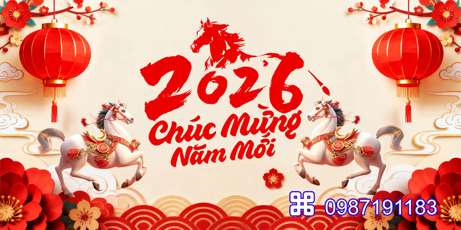 Mẫu backdrop Tết Bính Ngọ 2026 - MÃ 57