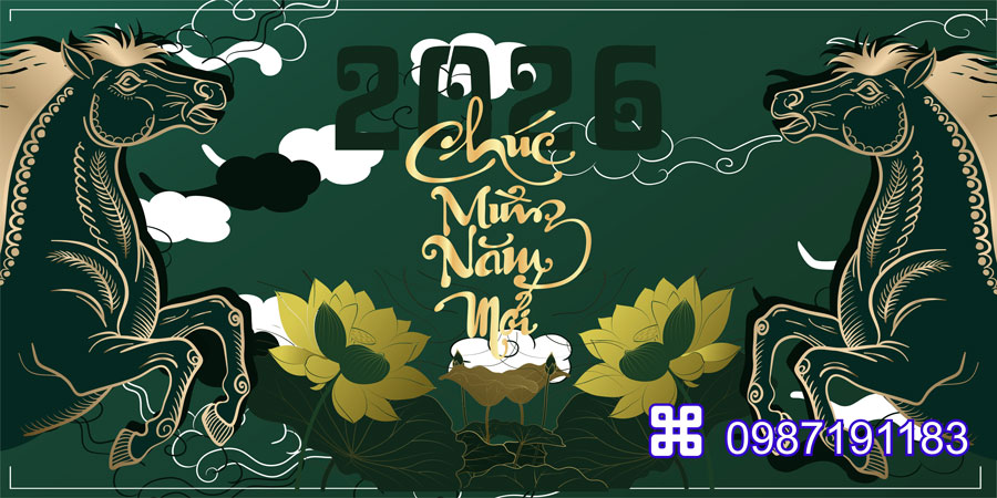 Mẫu backdrop Tết Bính Ngọ 2026 - MÃ 58