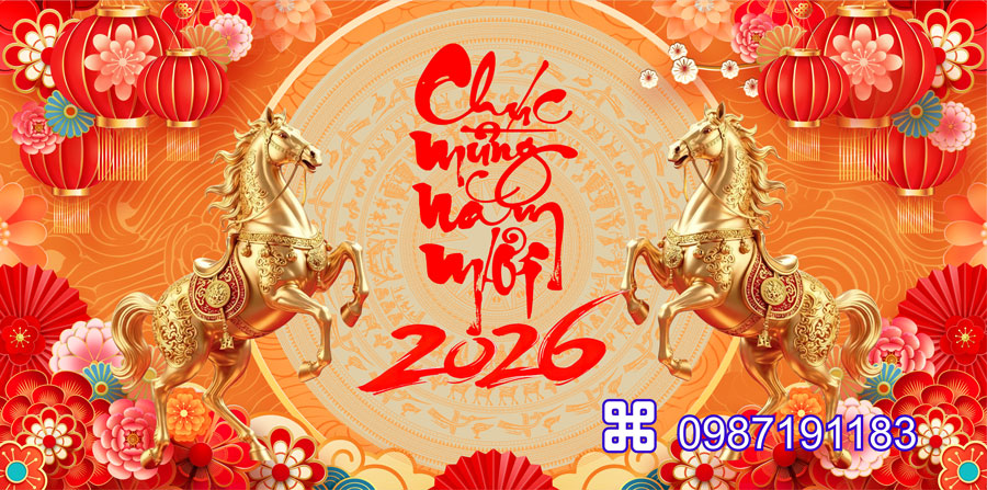 Mẫu backdrop Tết Bính Ngọ 2026 - MÃ 59