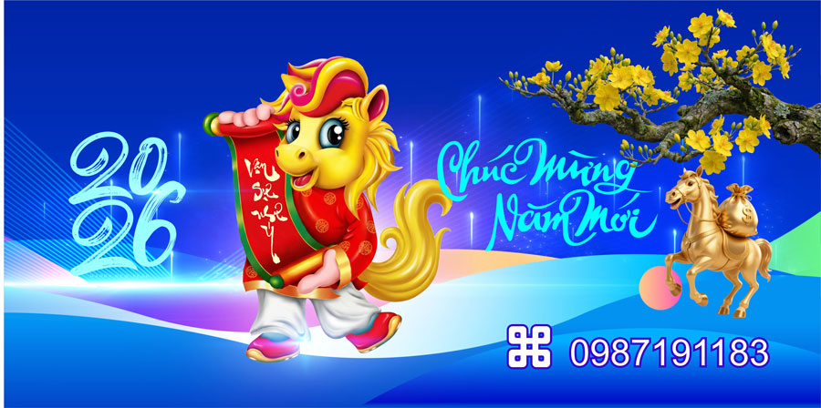 Mẫu backdrop Tết Bính Ngọ 2026 - MÃ 60