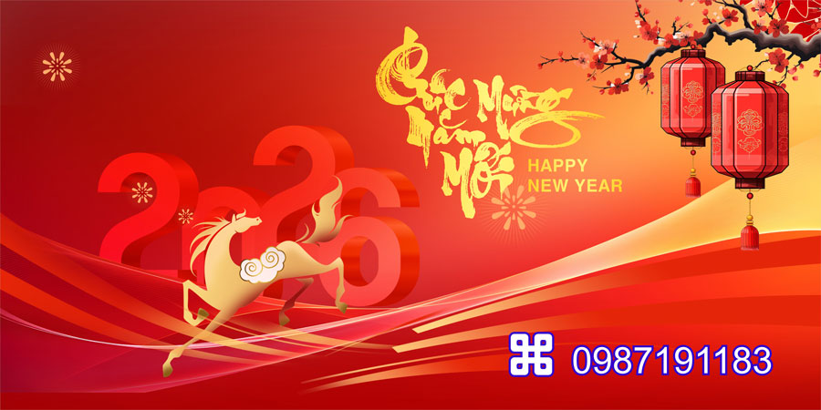 Mẫu backdrop Tết Bính Ngọ 2026 - MÃ 62