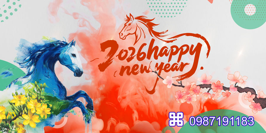 Mẫu backdrop Tết Bính Ngọ 2026 - MÃ 64