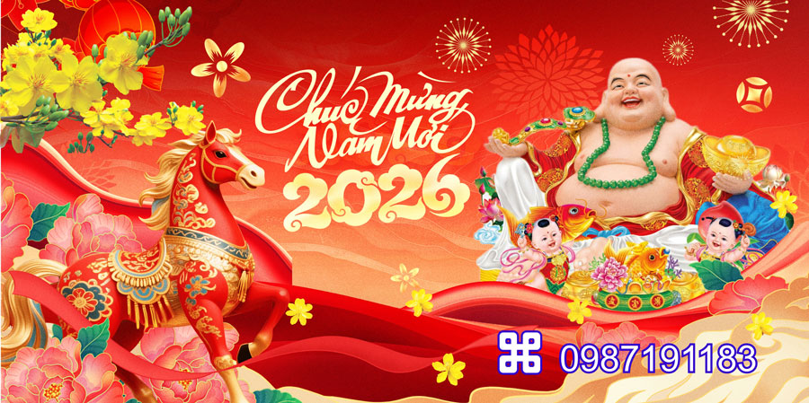 Mẫu backdrop Tết Bính Ngọ 2026 - MÃ 67