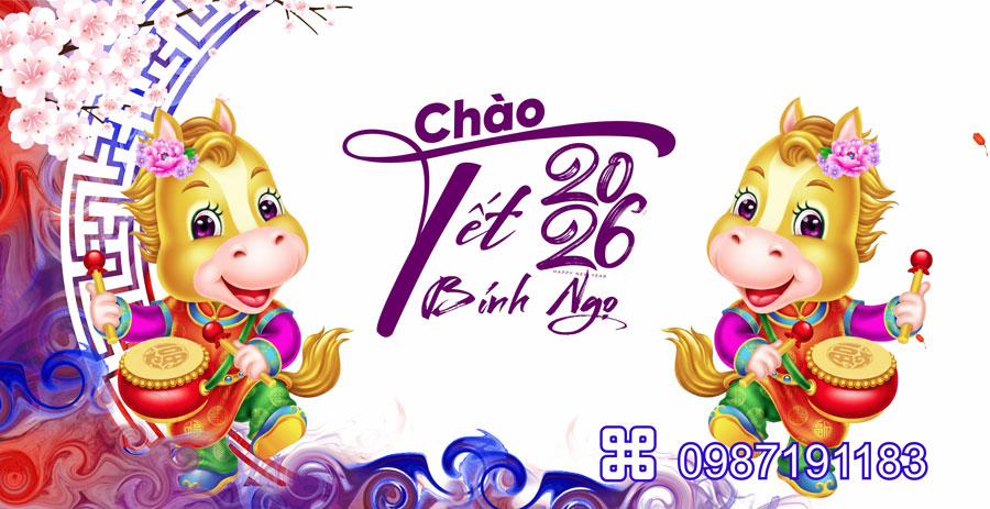 Mẫu backdrop Tết Bính Ngọ 2026 - MÃ 70