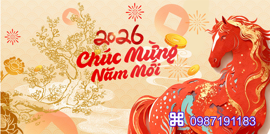 Mẫu backdrop Tết Bính Ngọ 2026 - MÃ 72